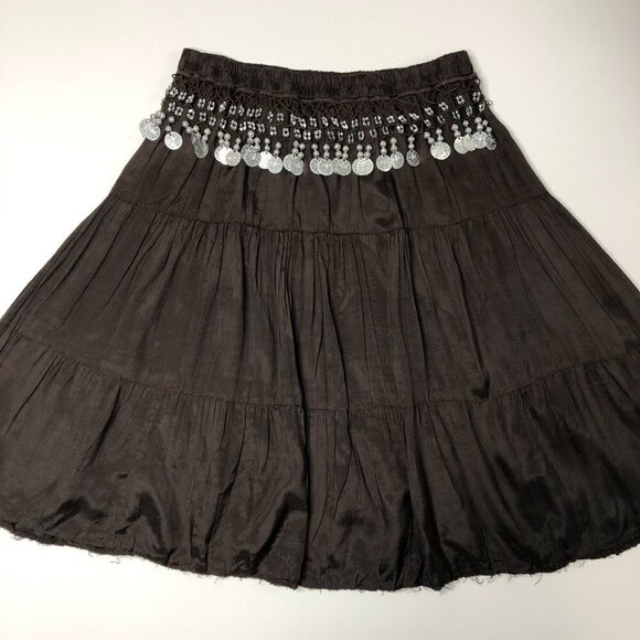 ROCK & ROSE Belly Dancing Chocolate Brown Gypsy Boho Hippie Swing Tiered Skirt - Picture 7 of 13